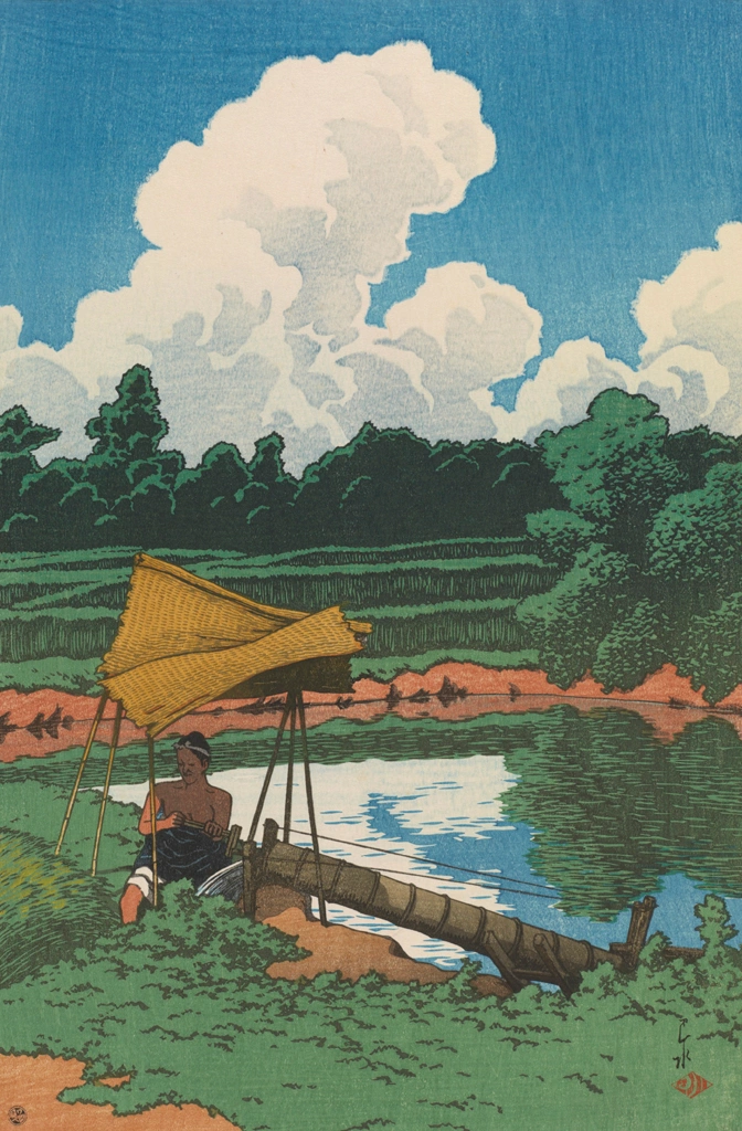 「旅みやげ 第二集 水揚げ樋（佐渡所見）」 川瀬巴水 （1921年） | 1
