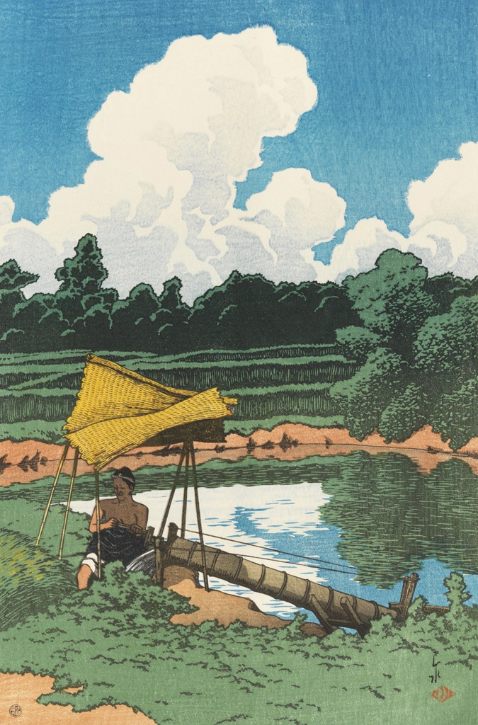 「旅みやげ 第二集 水揚げ樋（佐渡所見）」 川瀬巴水 （1921年） | 2