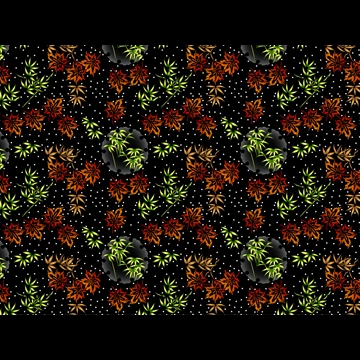 6種類のもみじと笹の葉柄模様の背景イラストとベクター