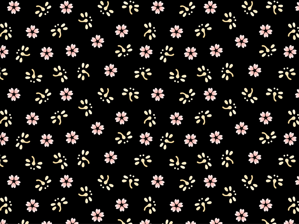 5種類の桜の花とトンボ柄の背景イラストとベクター | ピンク色と黒色