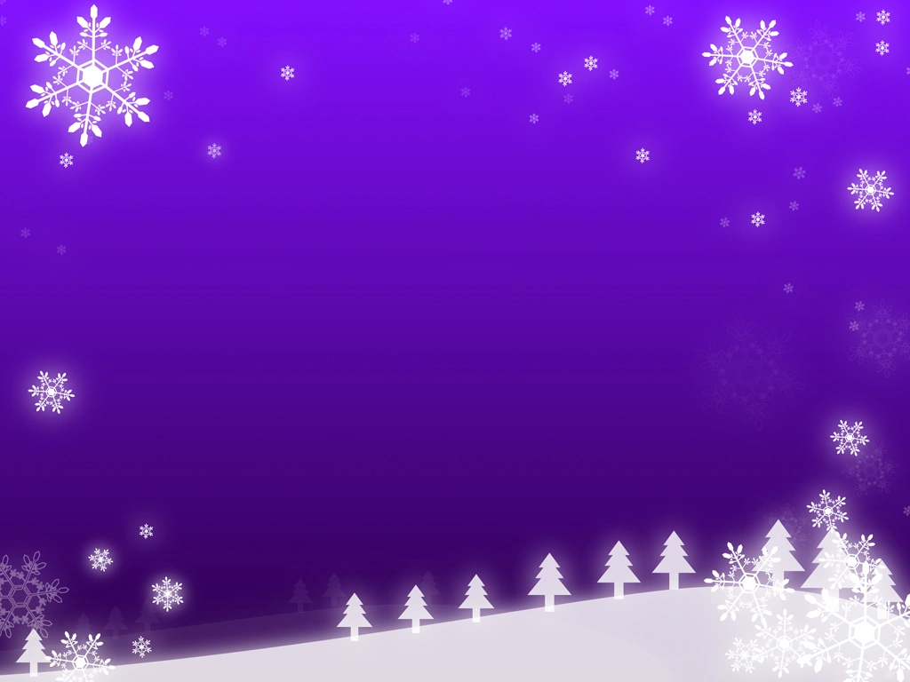 6種類の雪の結晶と雪原の背景イラストとベクター | 紫色