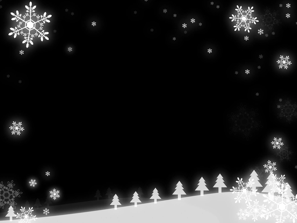6種類の雪の結晶と雪原の背景イラストとベクター | 黒色
