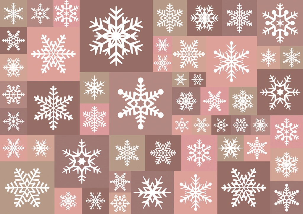 Set of 4 Snowflake Pattern Background Illustrations and Vectors | Pink