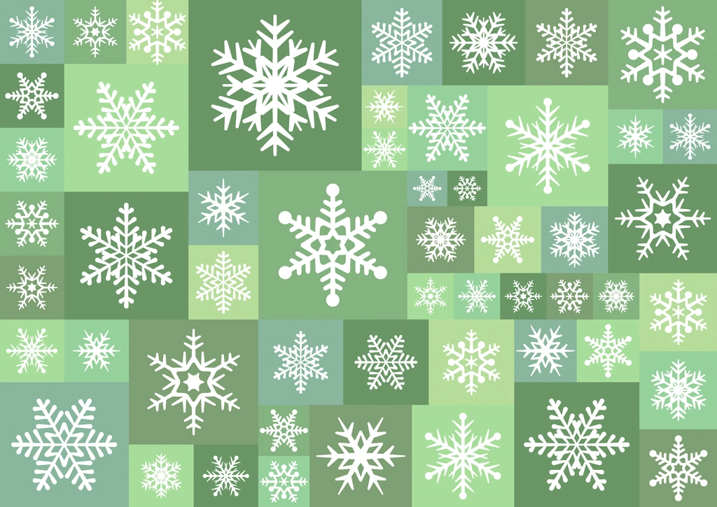 Set of 4 Snowflake Pattern Background Illustrations and Vectors | Green