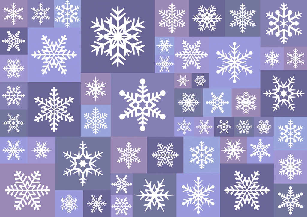 Set of 4 Snowflake Pattern Background Illustrations and Vectors | Purple