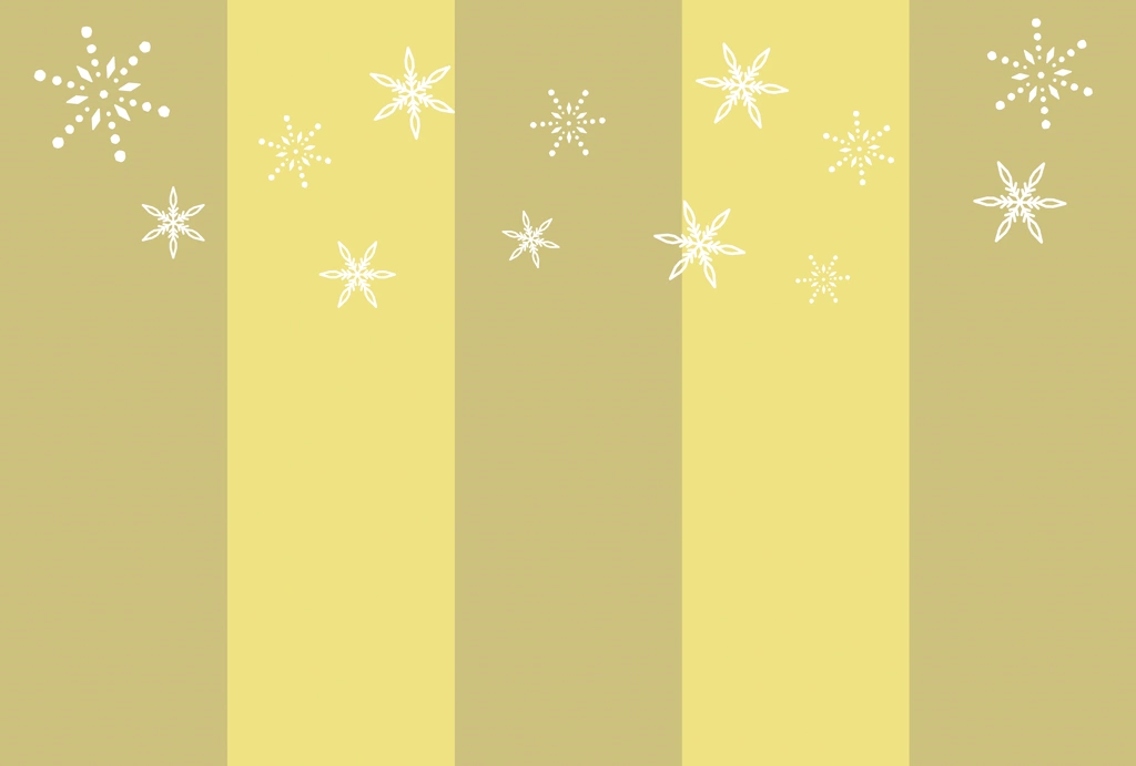 6種類の雪の結晶とストライプ柄の背景イラストとベクター | 黄色