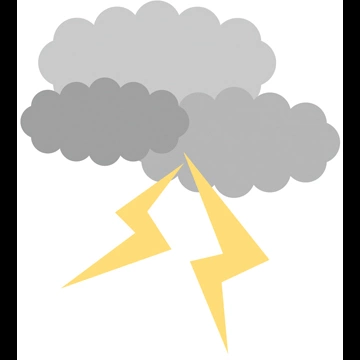 3種類の雷雲と稲妻のアイコンイラストとベクター