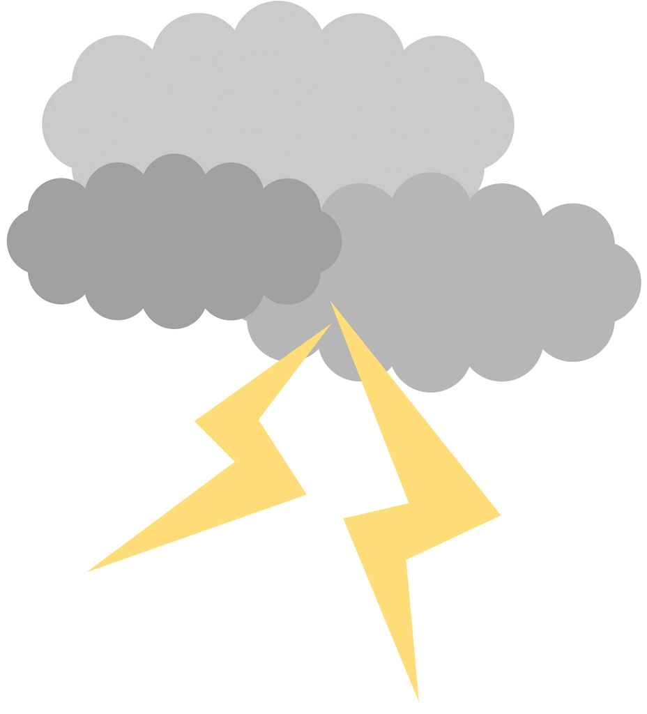 Set of 3 Thunderclouds and Lightning Icon Illustrations and Vectors | Thunderclouds and Lightning Icon