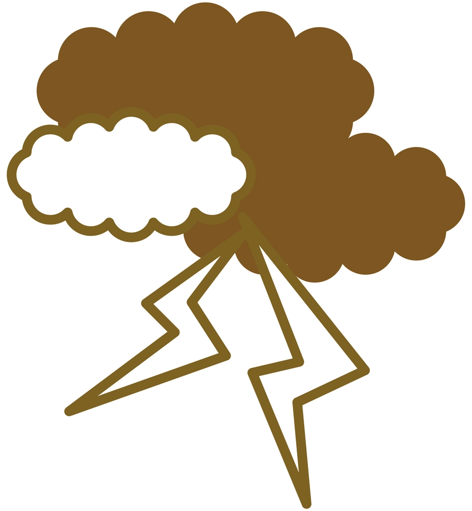 Set of 3 Thunderclouds and Lightning Icon Illustrations and Vectors | Monochromatic Thunderclouds and Lightning Icon