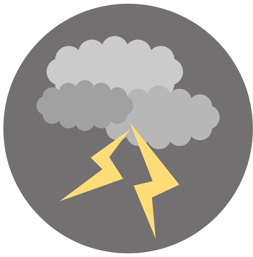 Set of 3 Thunderclouds and Lightning Icon Illustrations and Vectors | Thunderclouds and Lightning Circular Icon
