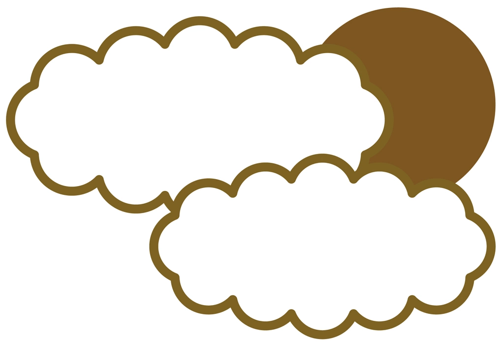 Set of 3 Cloudy and Sometimes Sunny Icon Illustrations and Vectors | Monochromatic Cloudy and Sometimes Sunny Icon