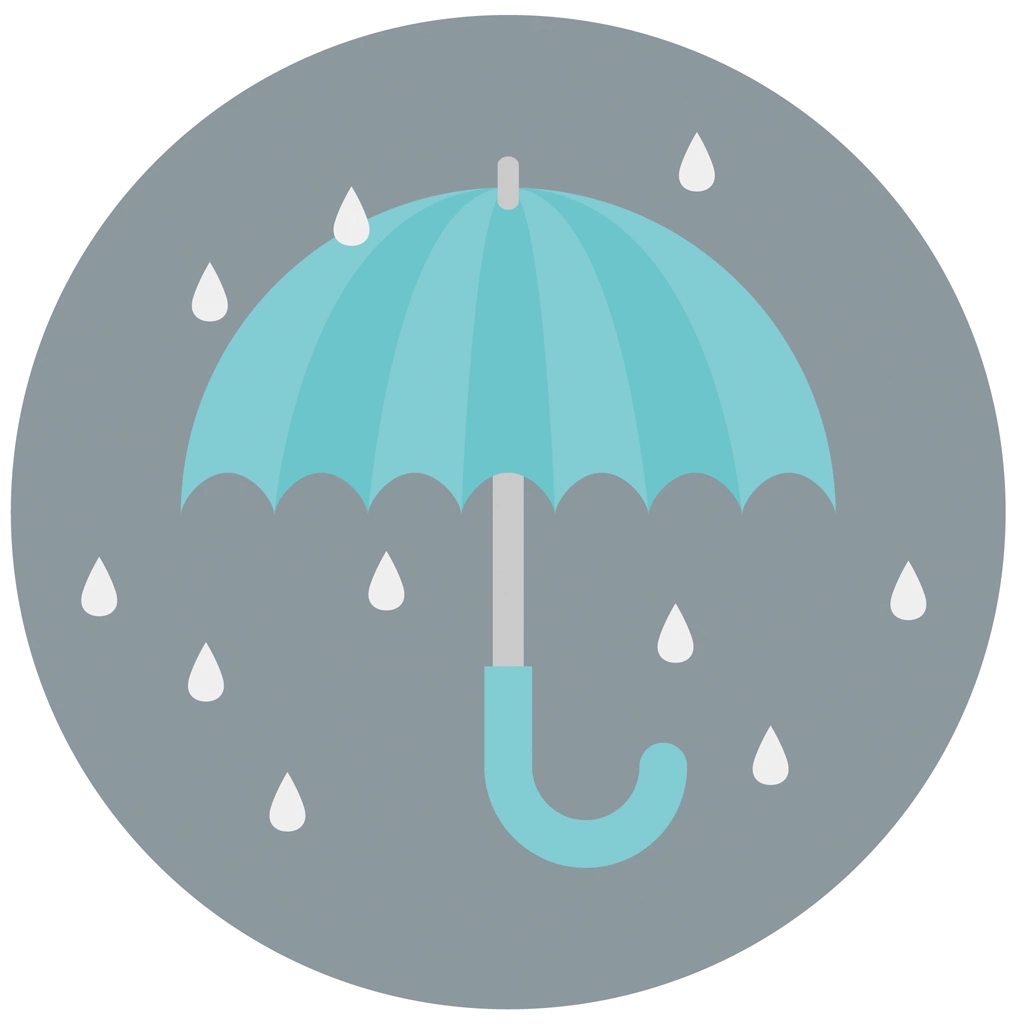 3種類の雨のアイコンイラストとベクター | 雨の丸型アイコン