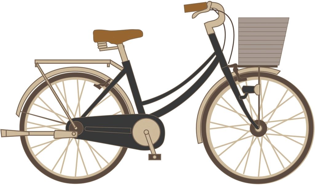 6種類のカゴ付きの自転車イラストとベクター | 黒色