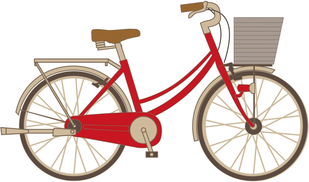 6種類のカゴ付きの自転車イラストとベクター | 赤色