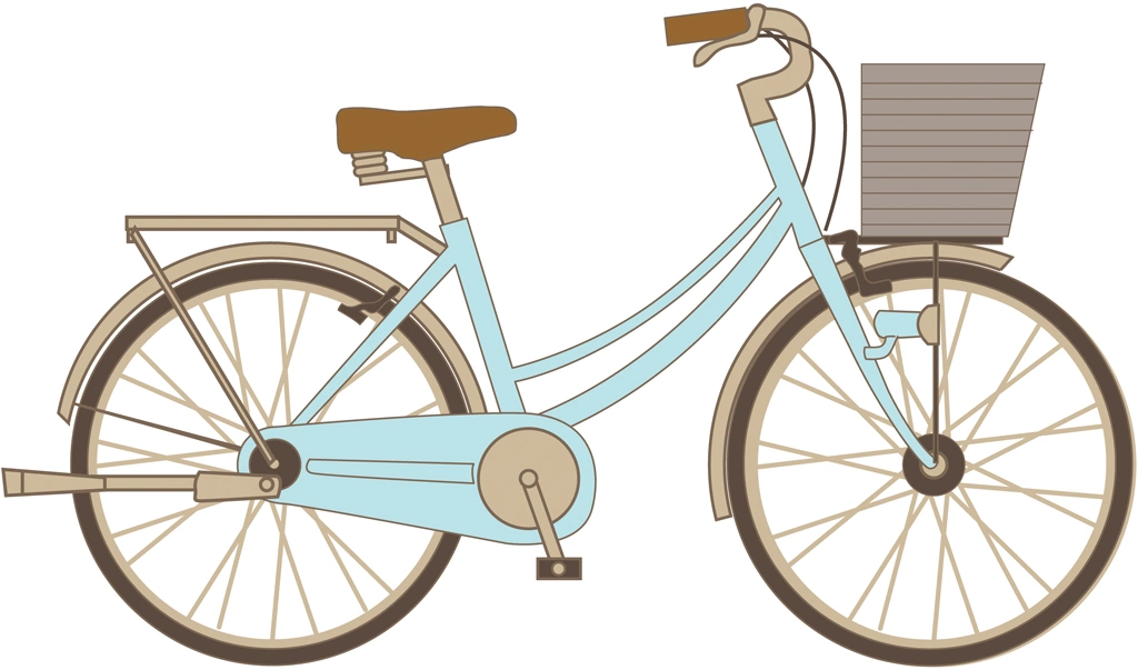 6種類のカゴ付きの自転車イラストとベクター | 水色