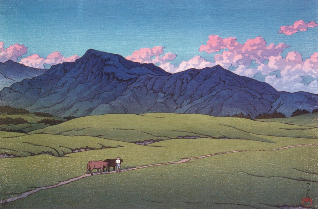 「阿蘇の夕（外輪）」 川瀬巴水 （1948年） | 生誕130年 川瀬巴水展 郷愁の日本風景より