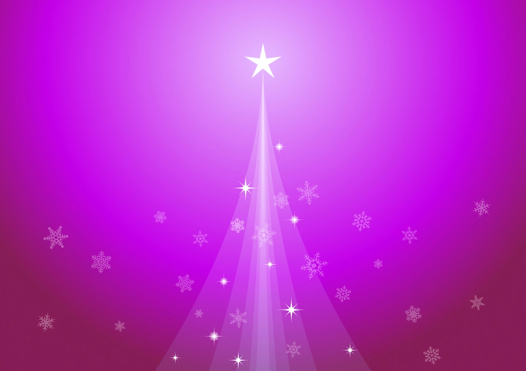 Set of 6 Christmas Tree and Snowflake Horizontal Background Illustrations and Vectors | Purple