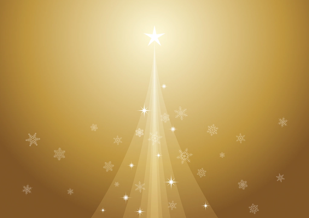 Set of 6 Christmas Tree and Snowflake Horizontal Background Illustrations and Vectors | Gold