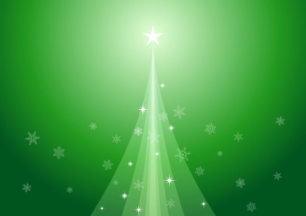 Set of 6 Christmas Tree and Snowflake Horizontal Background Illustrations and Vectors | Green