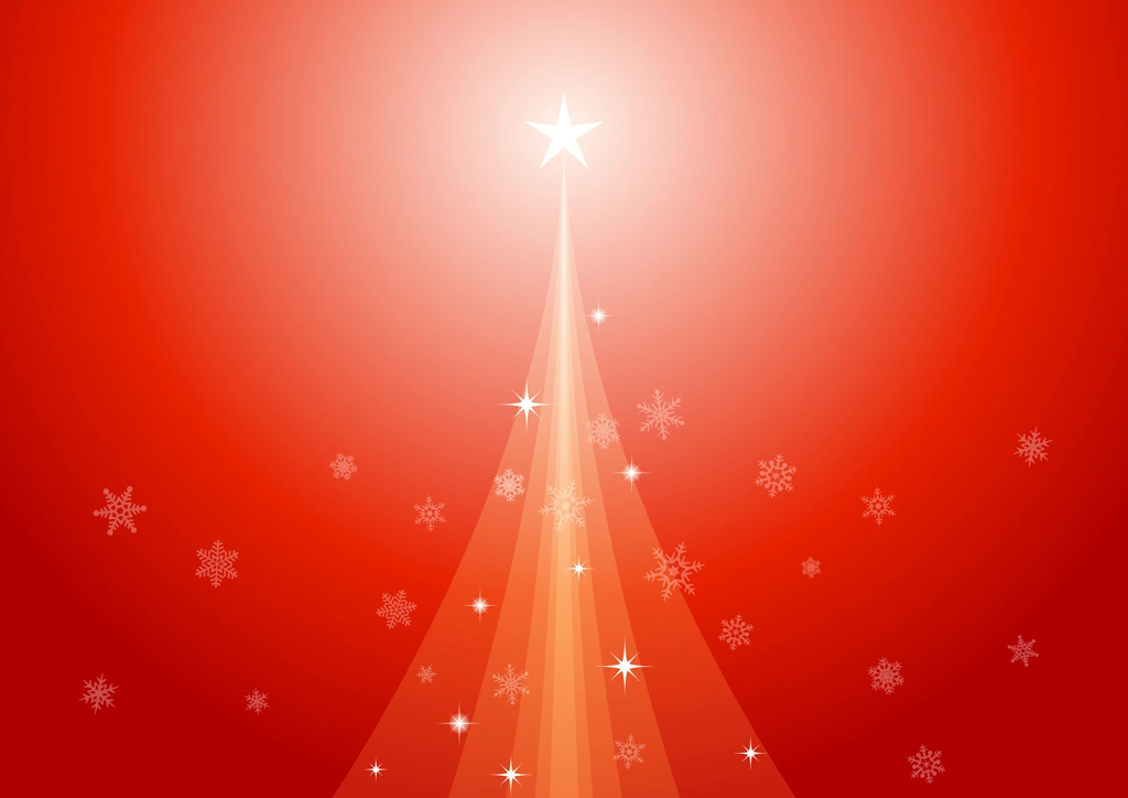 Set of 6 Christmas Tree and Snowflake Horizontal Background Illustrations and Vectors | Red