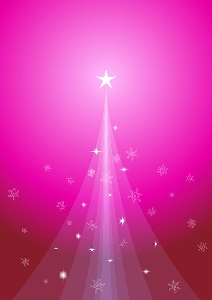 Set of 6 Christmas Tree and Snowflake Vertical Background Illustrations and Vectors | Pink