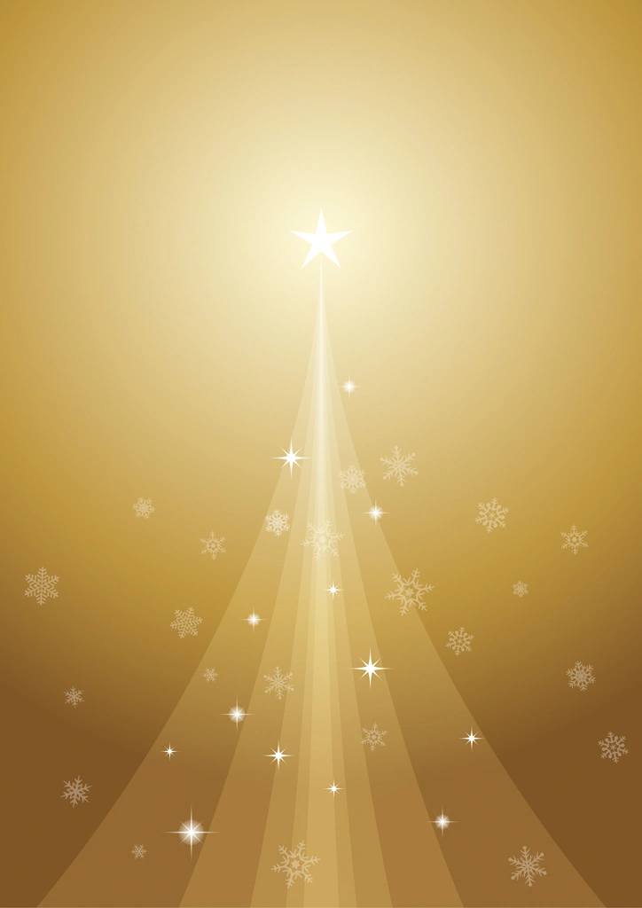 Set of 6 Christmas Tree and Snowflake Vertical Background Illustrations and Vectors | Gold