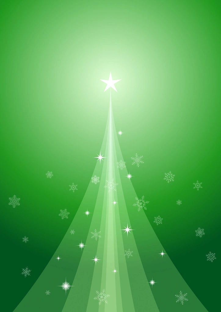 Set of 6 Christmas Tree and Snowflake Vertical Background Illustrations and Vectors | Green
