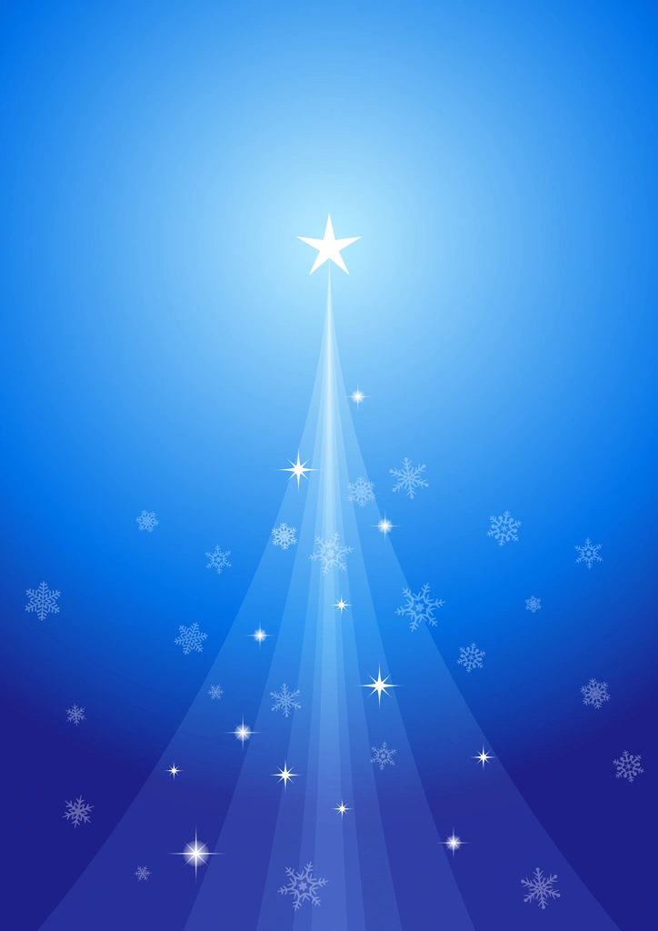 Set of 6 Christmas Tree and Snowflake Vertical Background Illustrations and Vectors | Blue