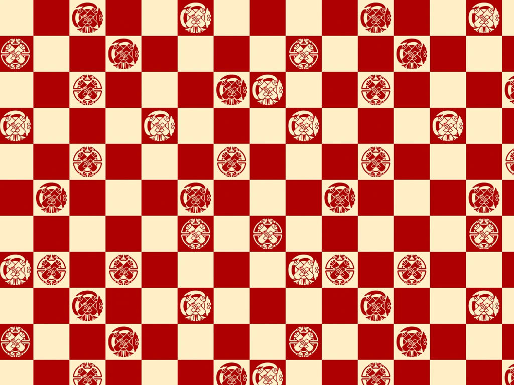 Set of 5 Scroll with Checkered Pattern Background Illustrations and Vectors | Red and Beige