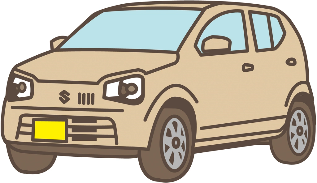 6種類のスズキ アルト HA36S型の軽自動車のイラストとベクター | アイボリー色