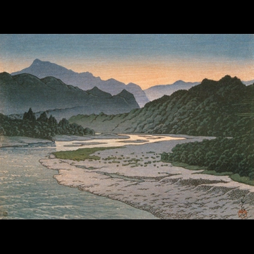 「秩父皆野の夕」 川瀬巴水 （1946年）