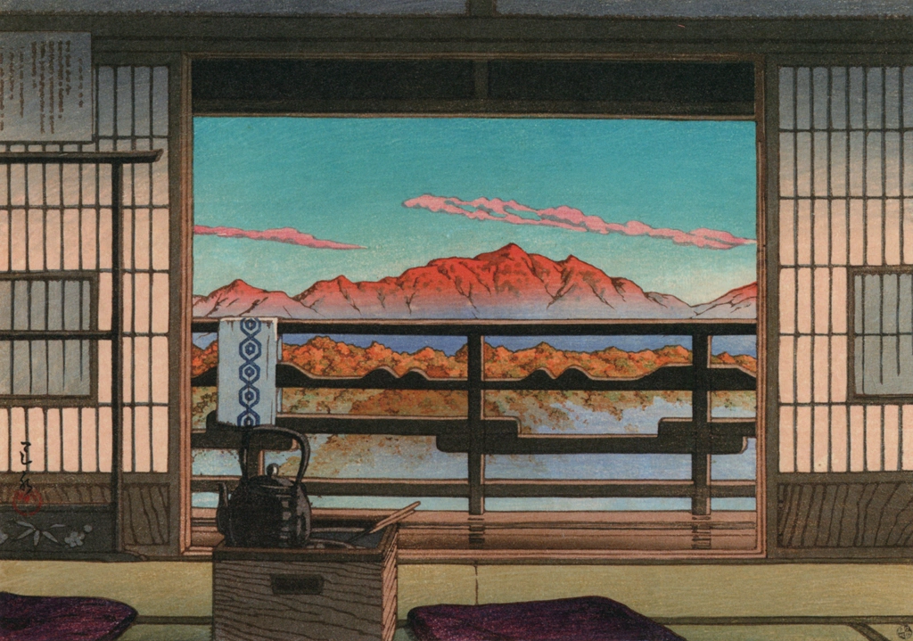 「湯宿の朝（塩原新湯）」 川瀬巴水 （1946年） | 川瀬巴水作品集より