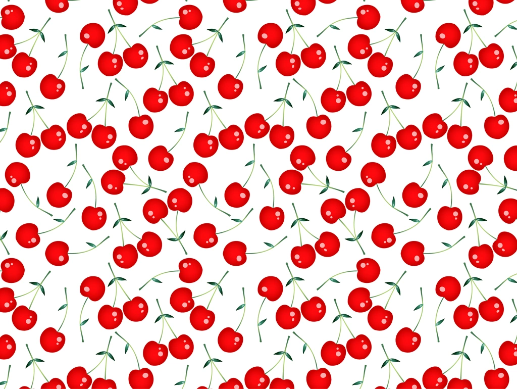 5種類のさくらんぼのパターン背景イラストとベクター | 赤色と白色