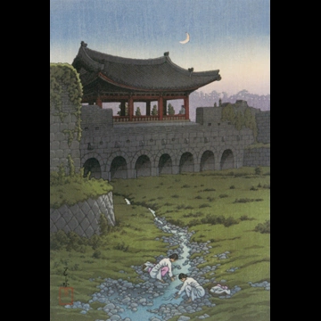 「朝鮮八景 水原華虹門」 川瀬巴水 （1939年）