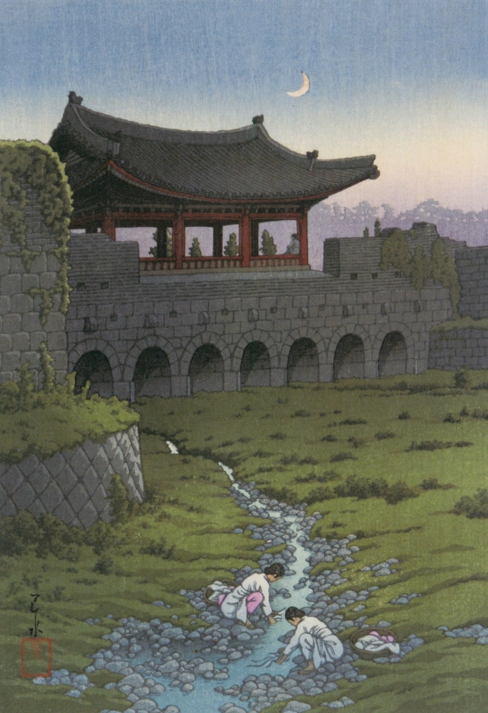 「朝鮮八景 水原華虹門」 川瀬巴水 （1939年） | 川瀬巴水作品集より