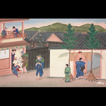 「年中行事 正月門付」 川原慶賀工房 （1809-1829年頃）