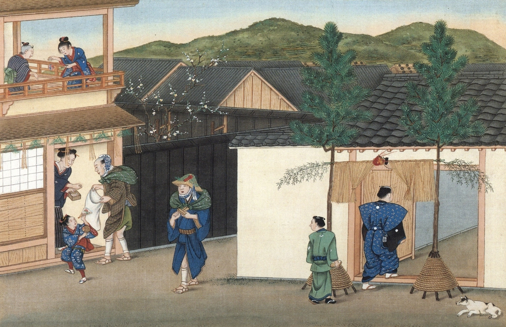 「年中行事 正月門付」 川原慶賀工房 （1809-1829年頃） | 秘蔵浮世絵大観 8 パリ国立図書館より