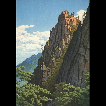 「朝鮮八景 金剛山三仙巌」 川瀬巴水 （1939年）