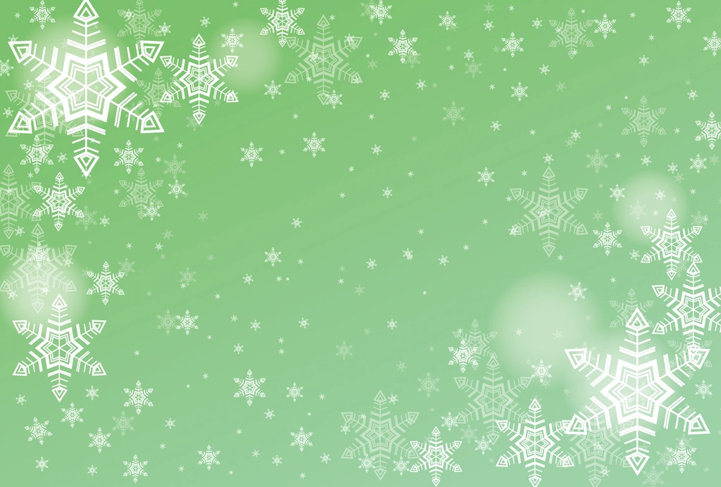 6種類の雪の結晶の背景イラストとベクター | 緑色
