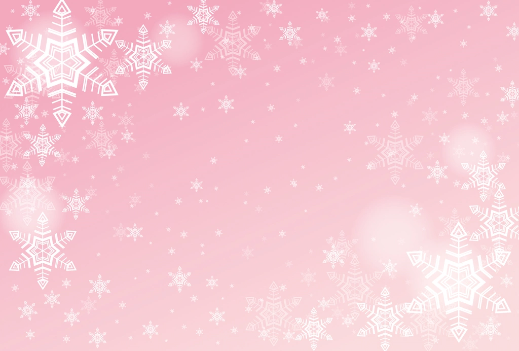 6種類の雪の結晶の背景イラストとベクター | ピンク色