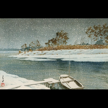 「越ヶ谷の雪」 川瀬巴水 （1935年）