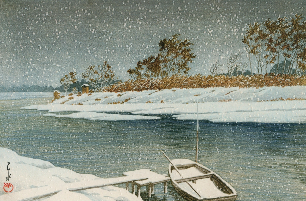 「越ヶ谷の雪」 川瀬巴水 （1935年） | 川瀬巴水作品集より