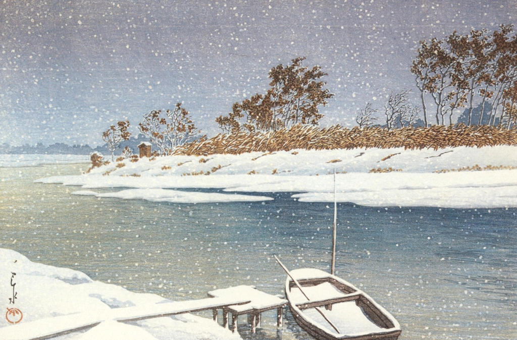 「越ヶ谷の雪」 川瀬巴水 （1935年） | 生誕130年 川瀬巴水展 郷愁の日本風景より
