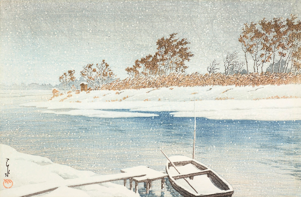 「越ヶ谷の雪」 川瀬巴水 （1935年） | 3