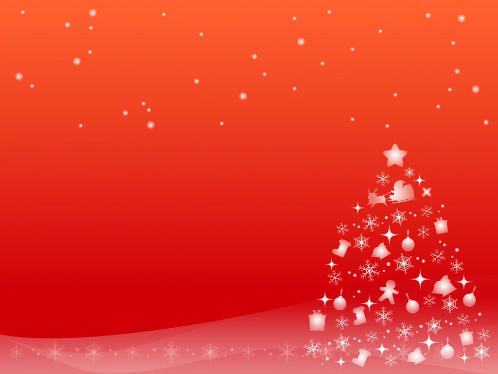 6種類の雪とクリスマスツリーの背景イラストとベクター | 赤色