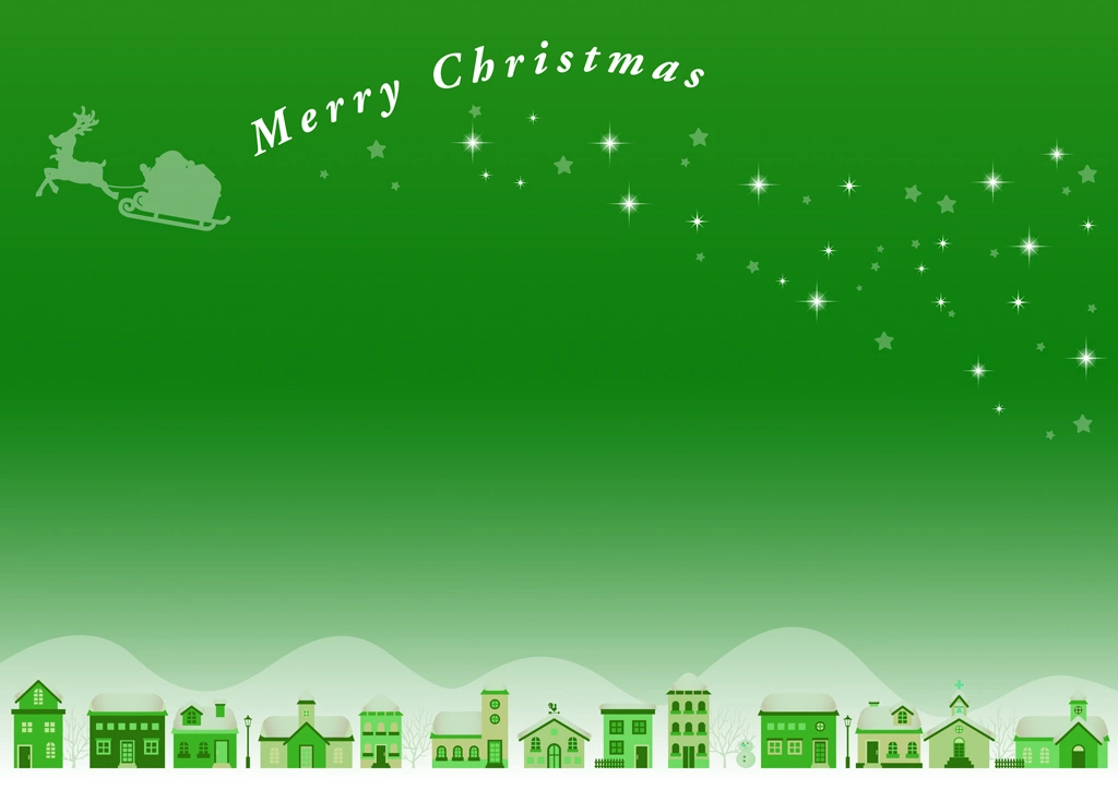 Set of 6 Christmas Day Town Background Illustrations and Vectors | Green