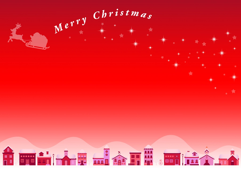 Set of 6 Christmas Day Town Background Illustrations and Vectors | Red