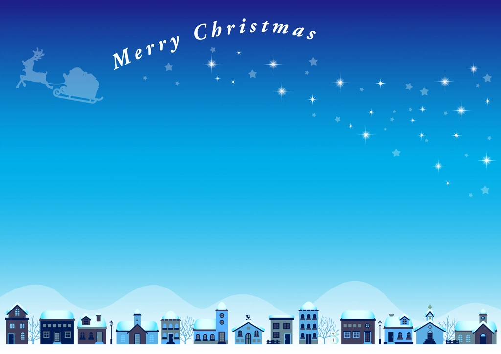 Set of 6 Christmas Day Town Background Illustrations and Vectors | Blue