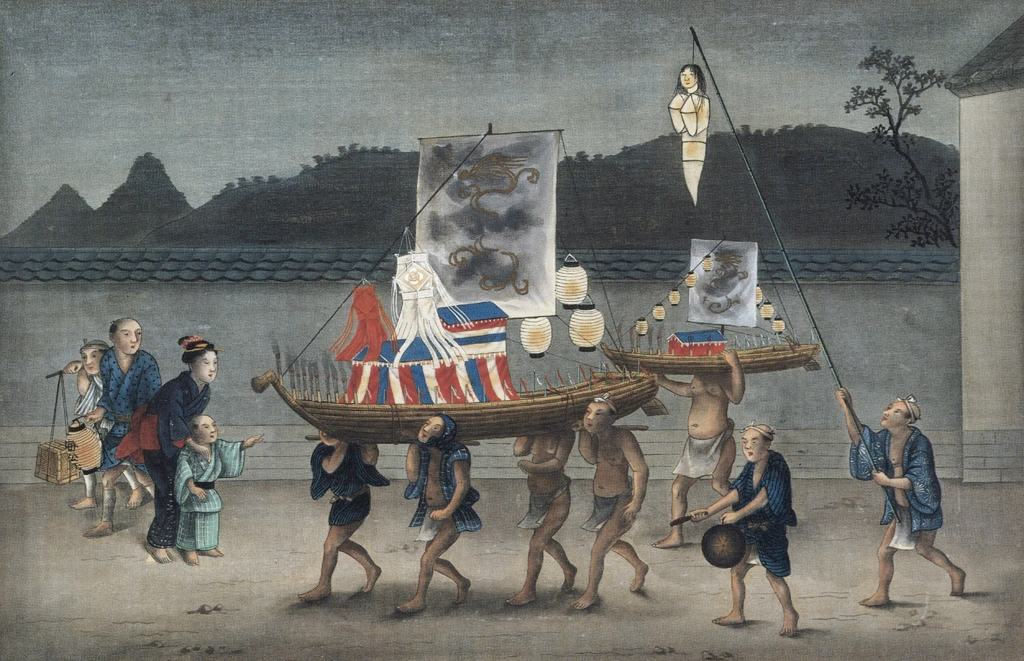 「精霊流し」 川原慶賀工房 （1809-1829年頃） | 秘蔵浮世絵大観 8 パリ国立図書館より