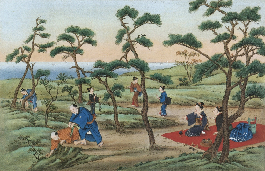 「きのこ狩り」 川原慶賀工房 （1809-1829年頃） | 秘蔵浮世絵大観 8 パリ国立図書館より